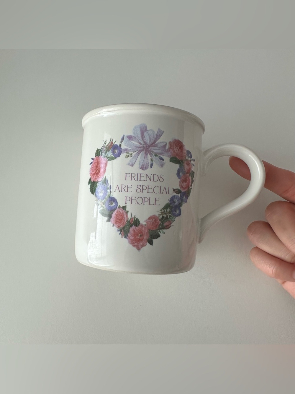 Carlton Cards White Mug with Pink & Purple Floral Heart